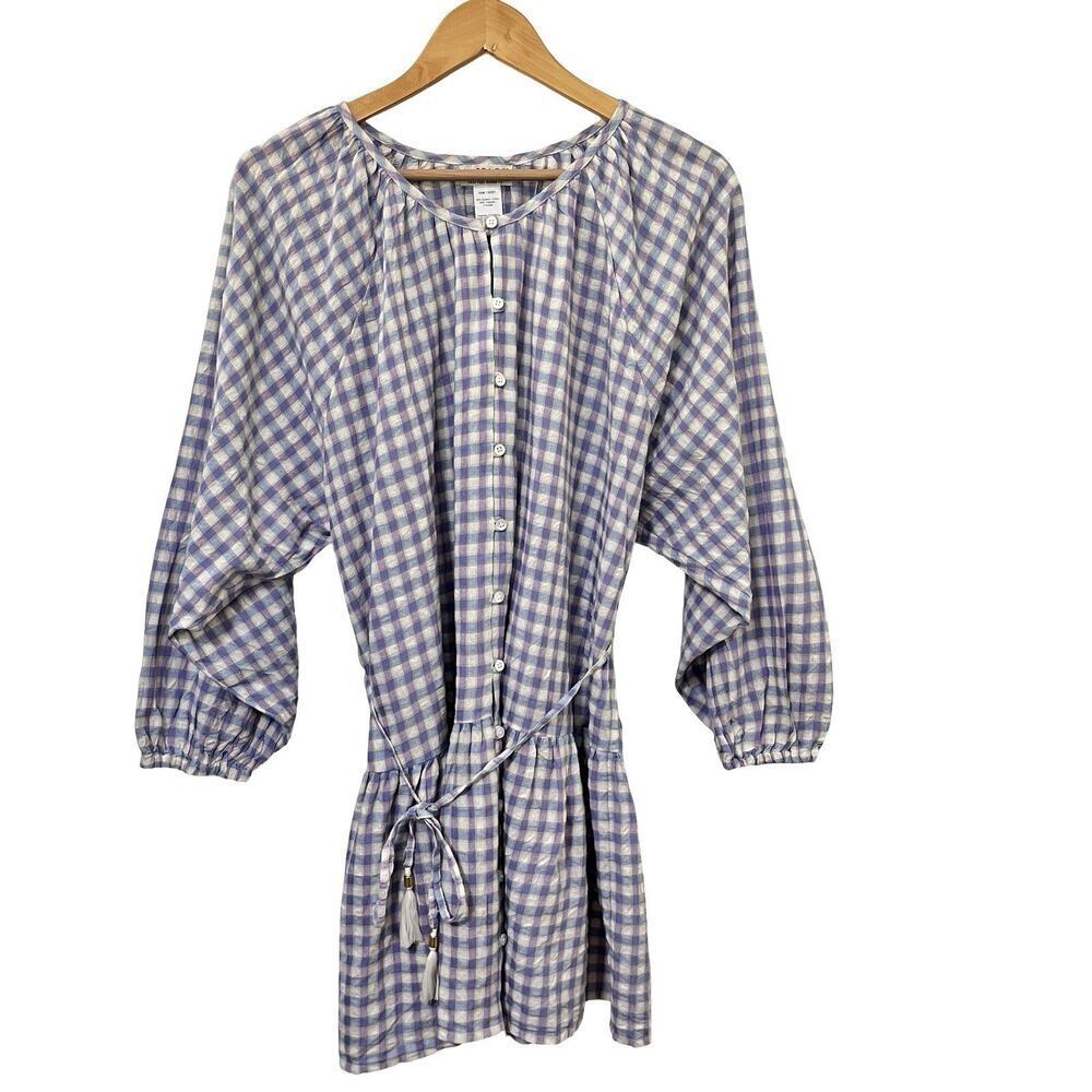 L Space Park Slope Gingham Vida Dress Size L Purple Swim Coverup Beachy NEW